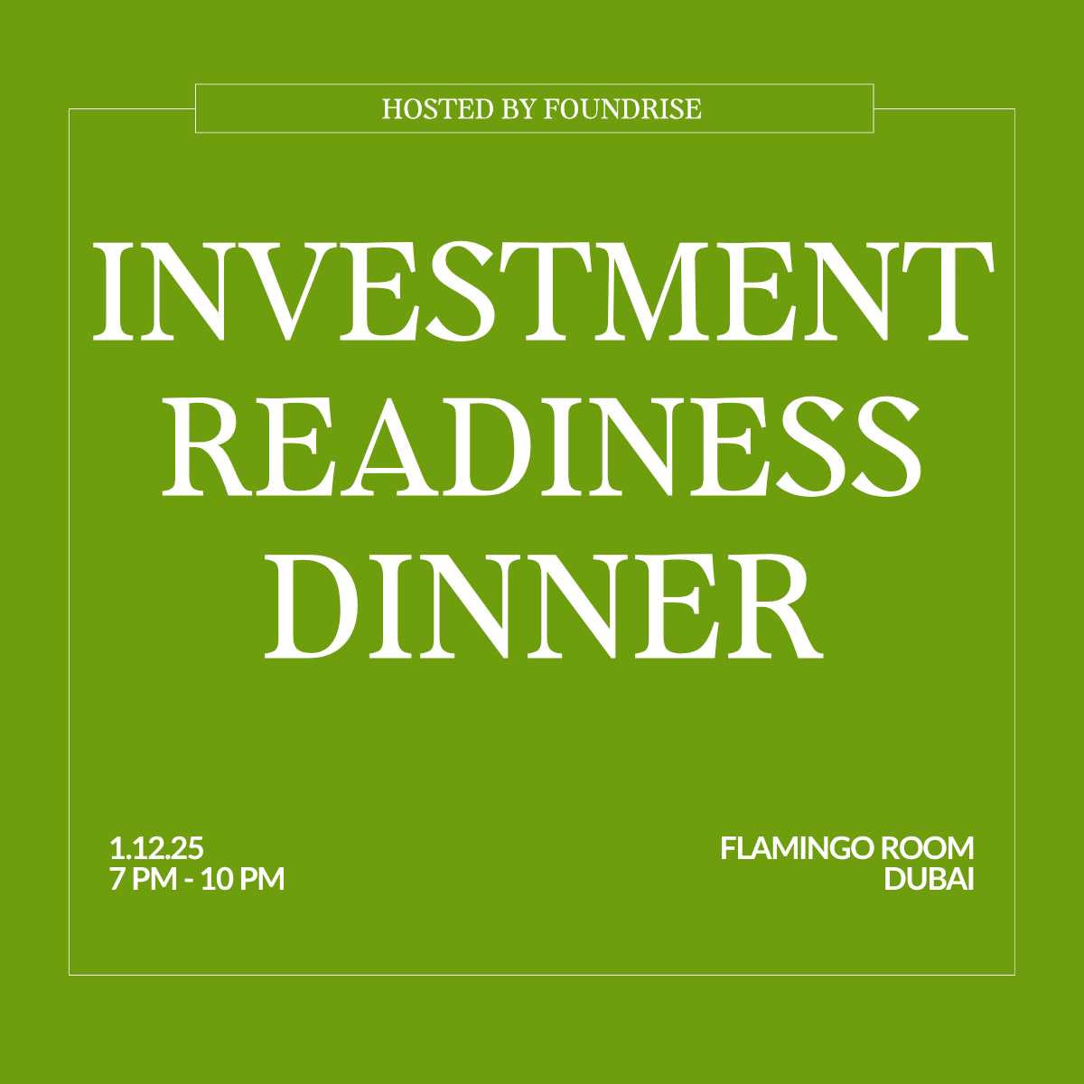 Investment Readiness Dinner - Dubai 2025 Surplus